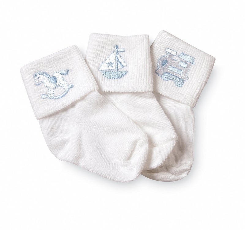 Jefferies Socks Baby Boy Collection Appliques, 3 Pack, White, 3-12 Months - Image 1